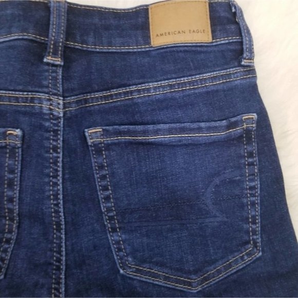 AE Hi-Rise Shortie Next Level Dark Wash Shorts - Picture 4 of 6